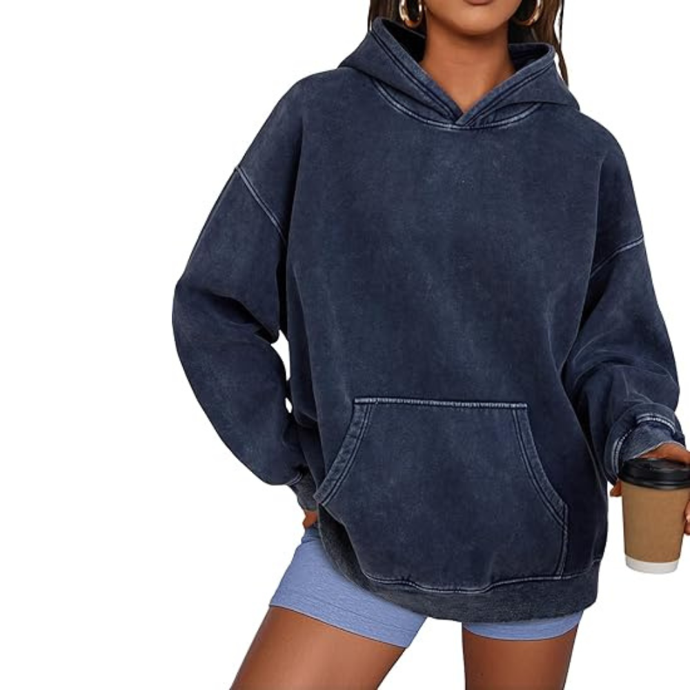 Oversized Acid Wash Hoodie Women